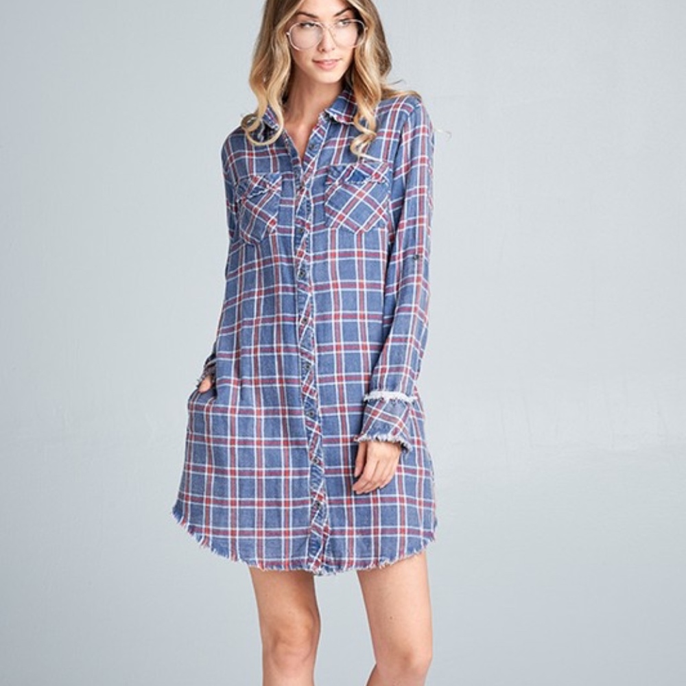Blue plaid dress